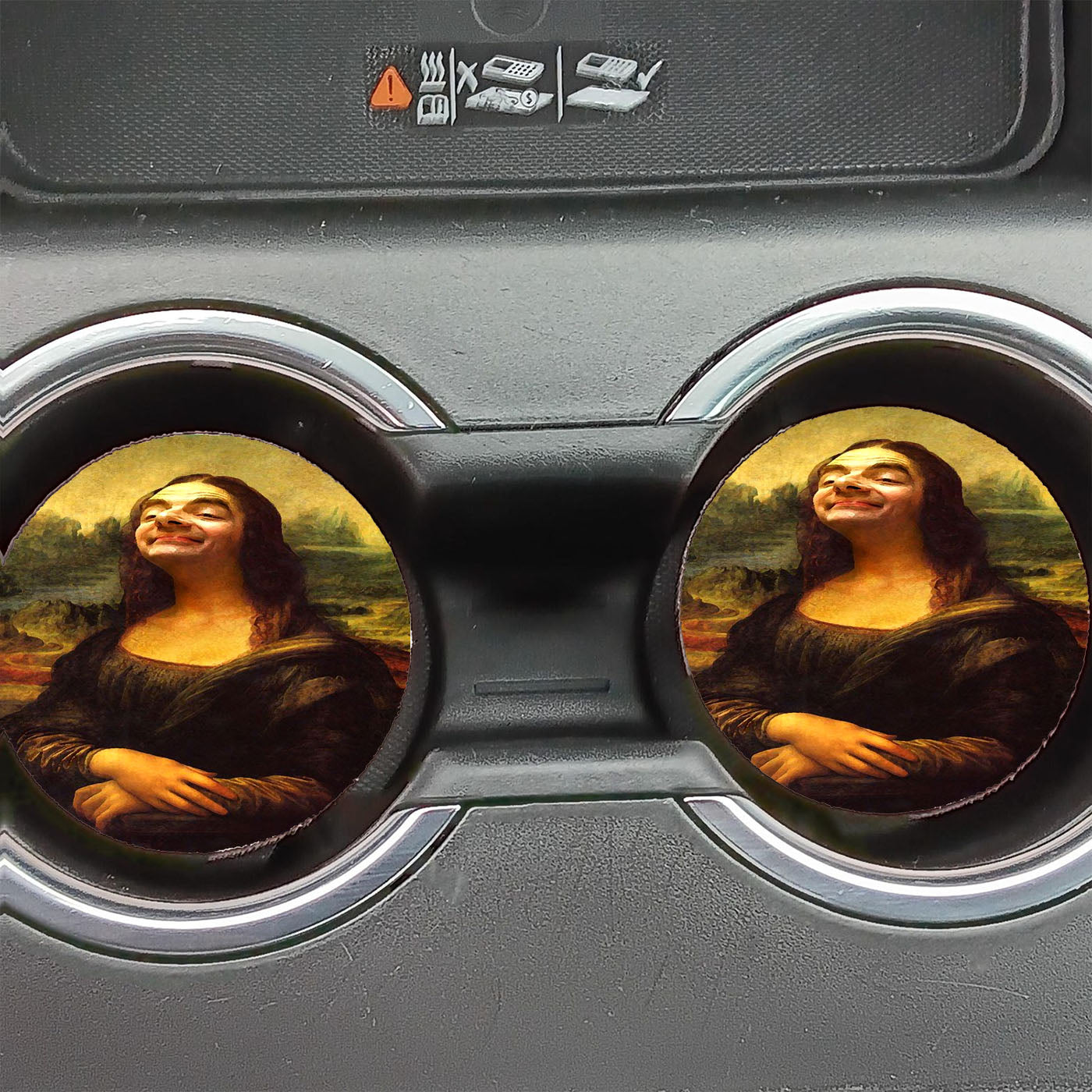 Monalisa X Mister Beans Paintings Car Coasters