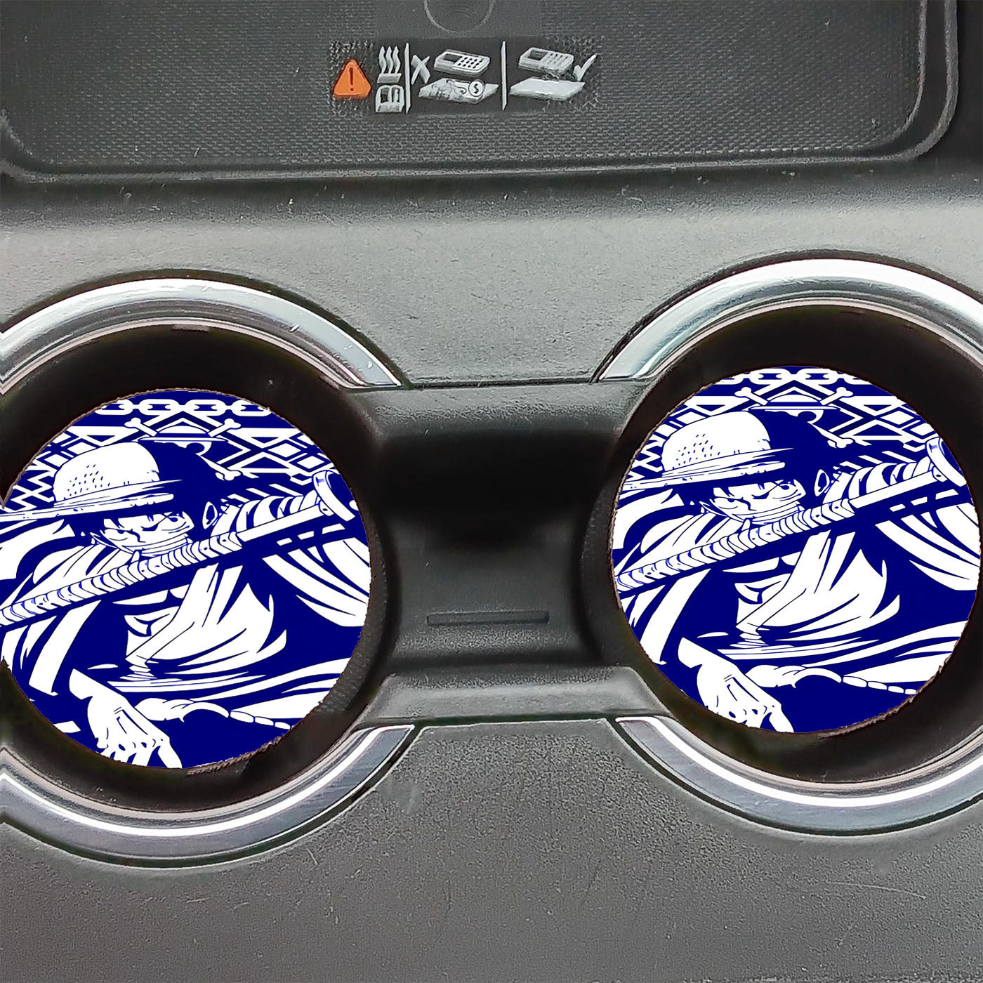 Monkey D Luffy One Piece Silhouette Blue Car Coasters