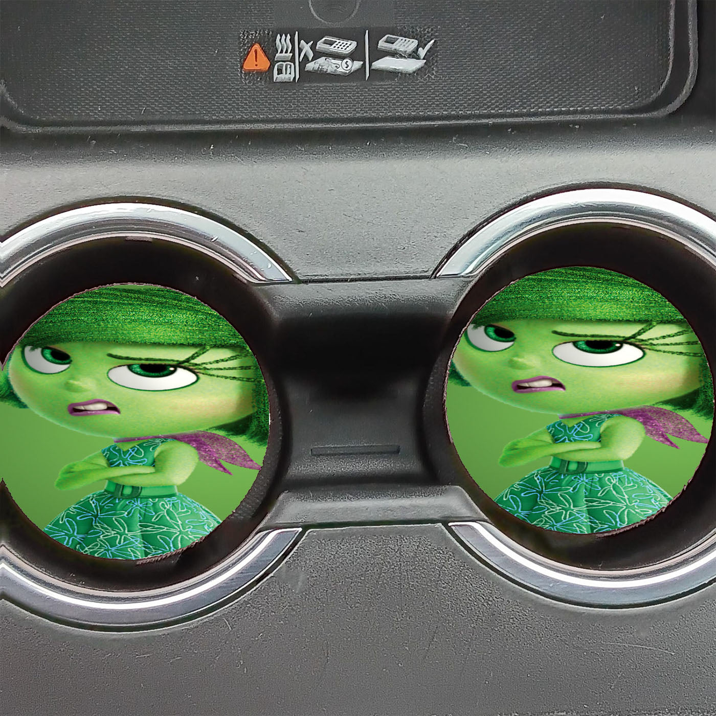 Movie Inside Out Disgust Green Car Coasters