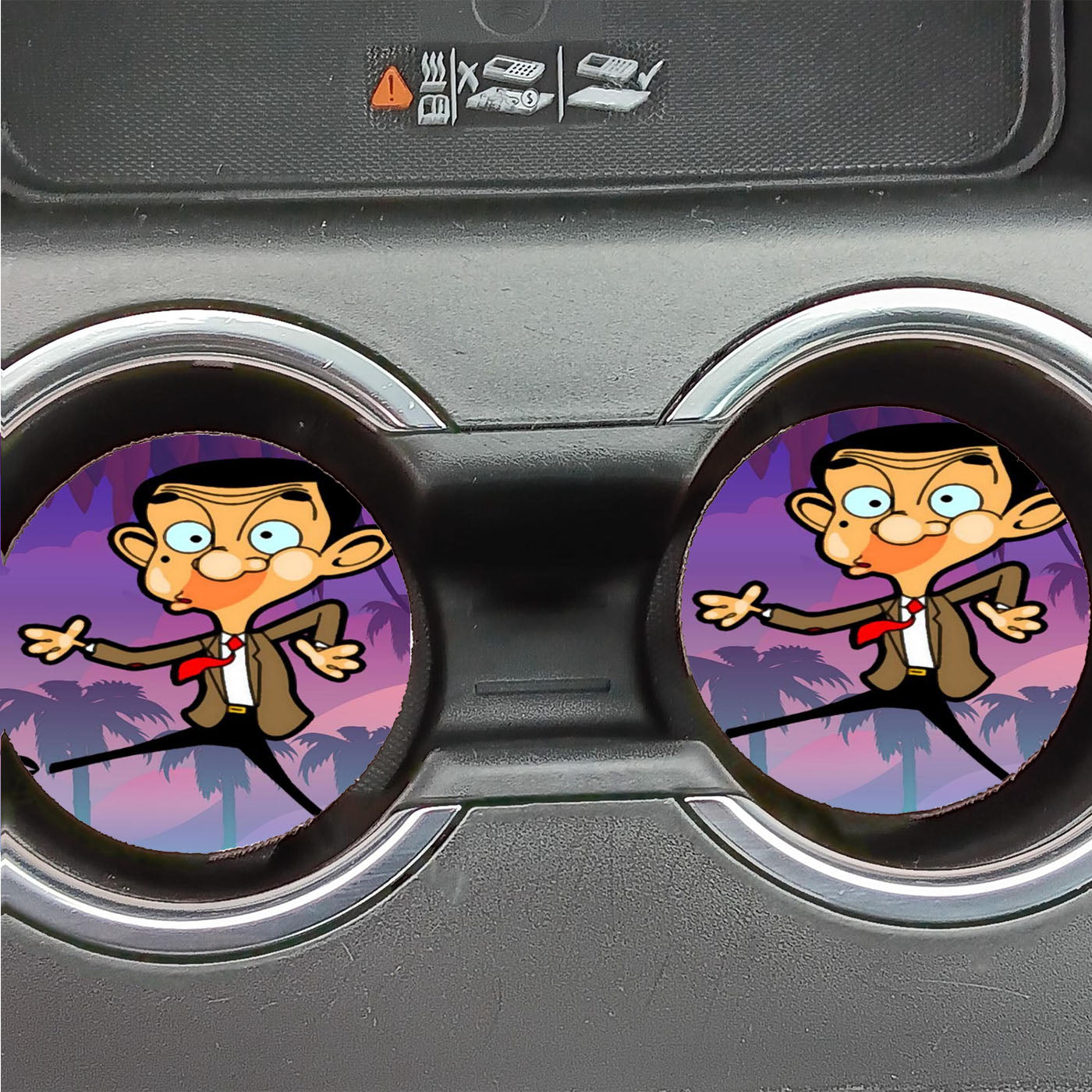 Mr Bean Hit Glass Cartoon Face Car Coasters