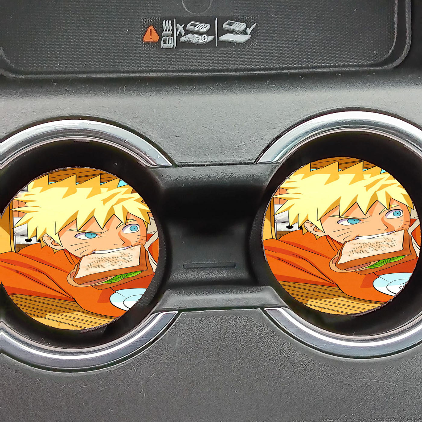 Naruto Eats Sandwich Car Coasters