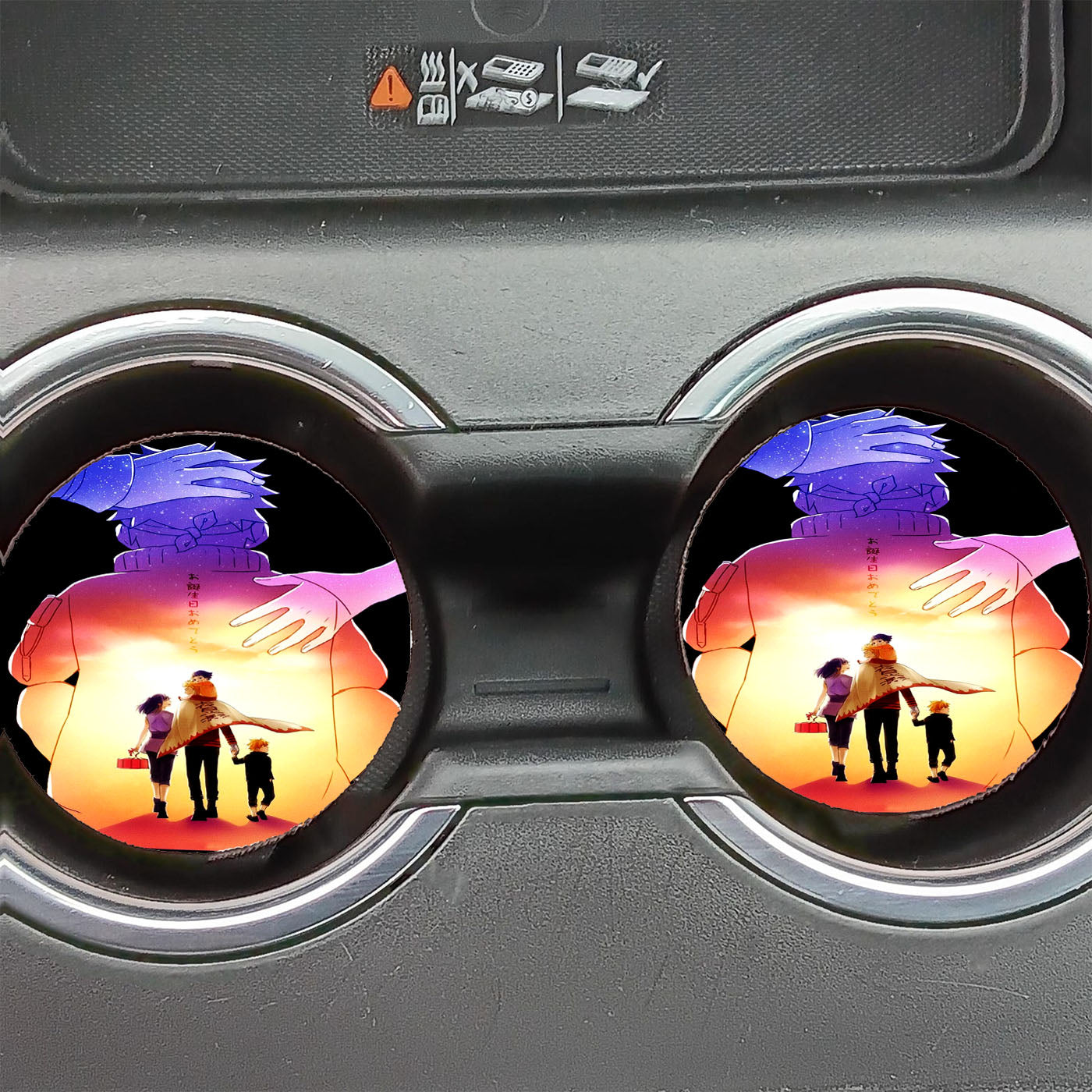 Naruto Hinata And Family Silhouette Car Coasters