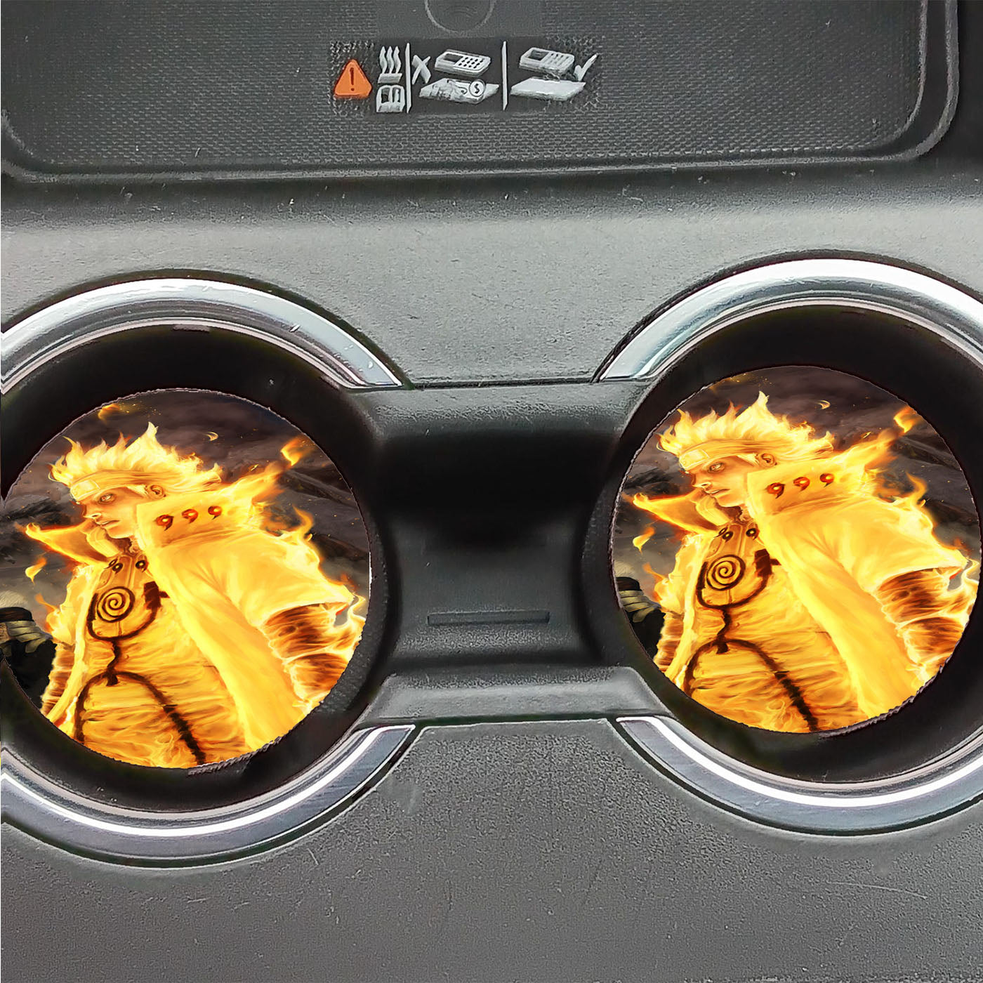 Naruto Kurama Mode Flame Fire Car Coasters