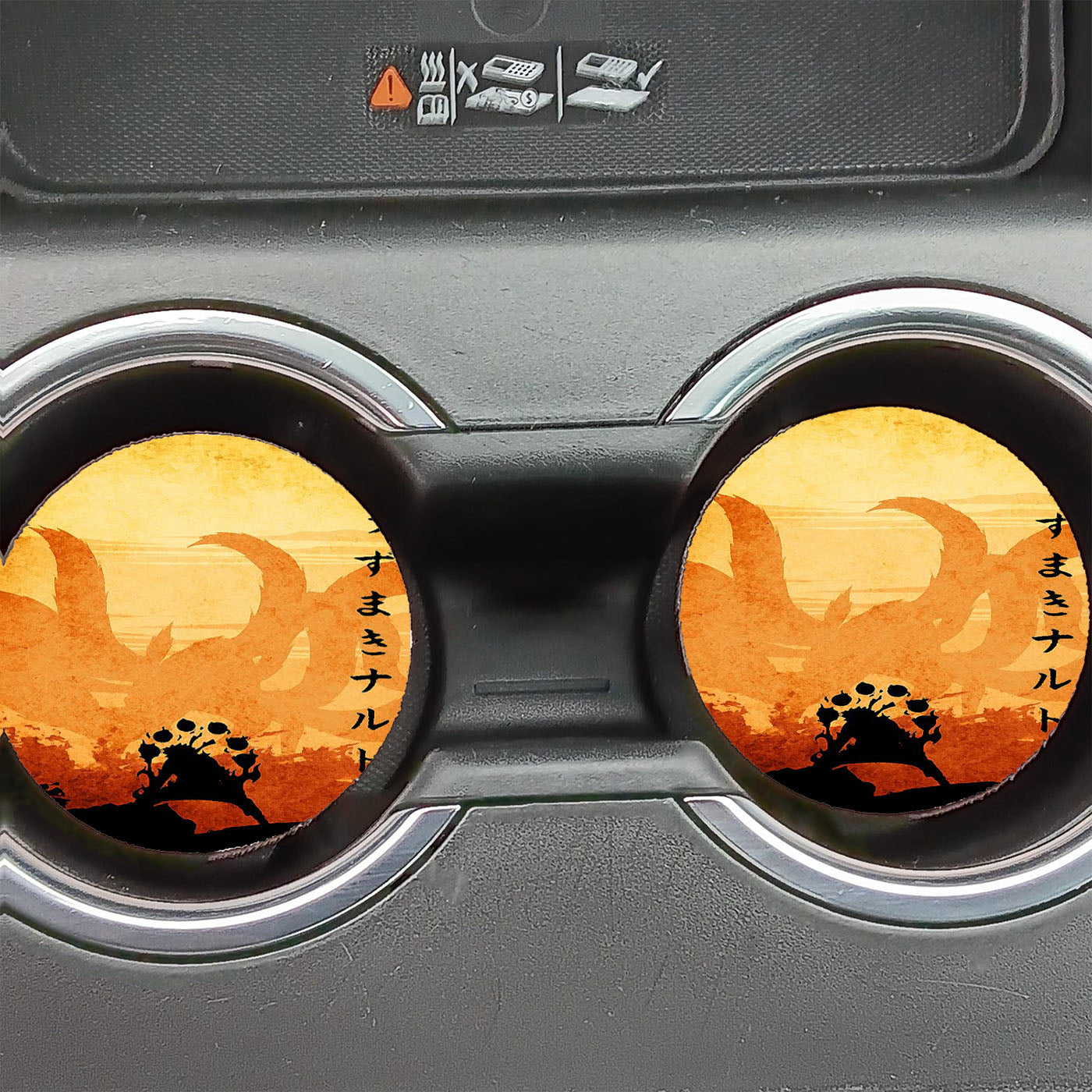 Naruto Orange Poster Silhouette Car Coasters