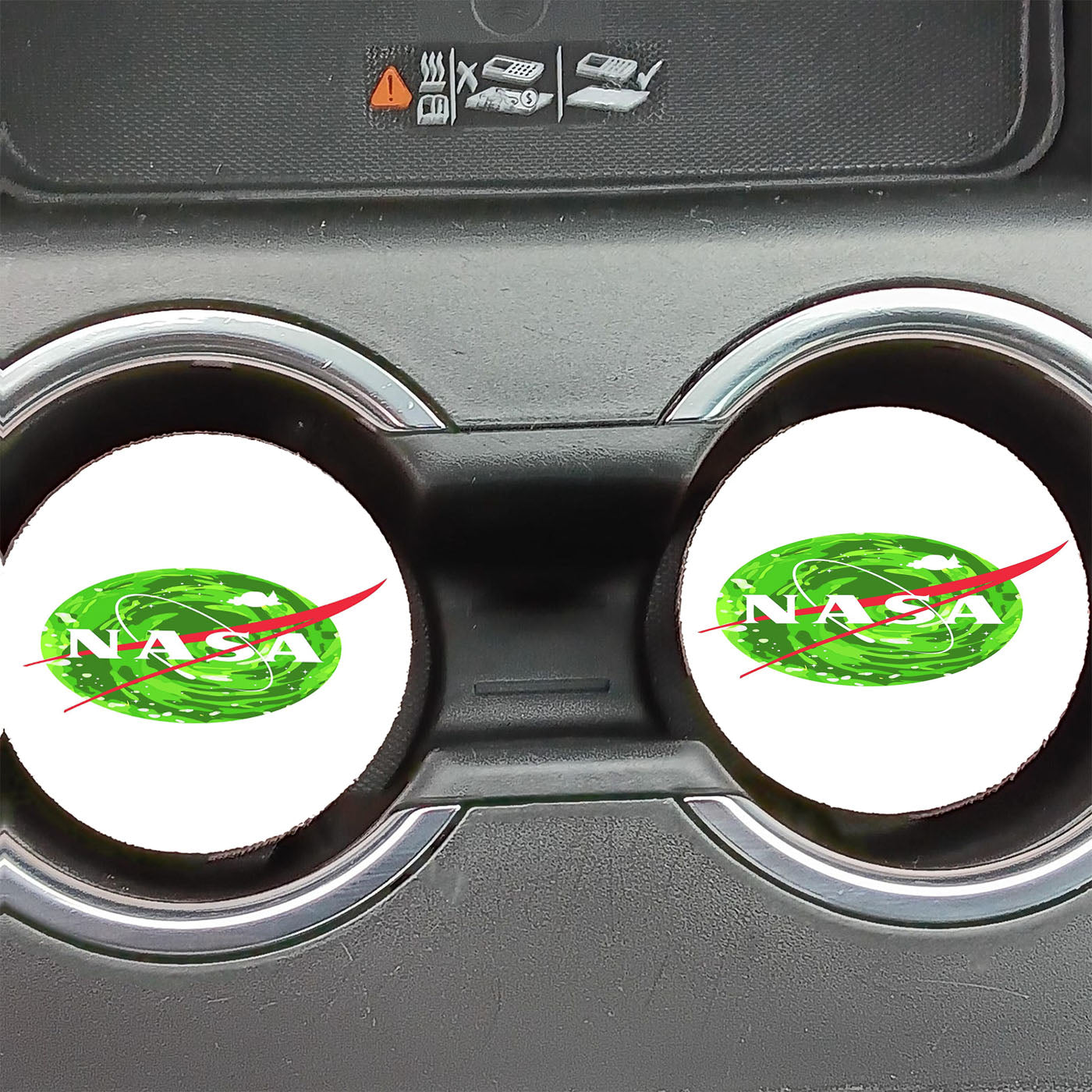 Nasa Rick And Morty White Car Coasters