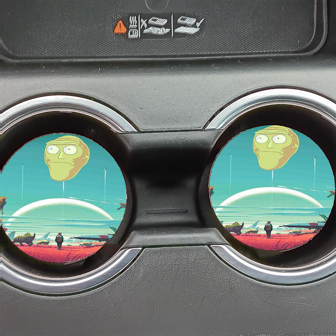 No Man'S Sky Meets Rick And Morty Car Coasters