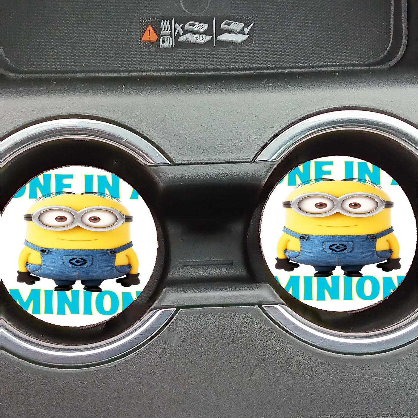 One In A Minion White Background Car Coasters