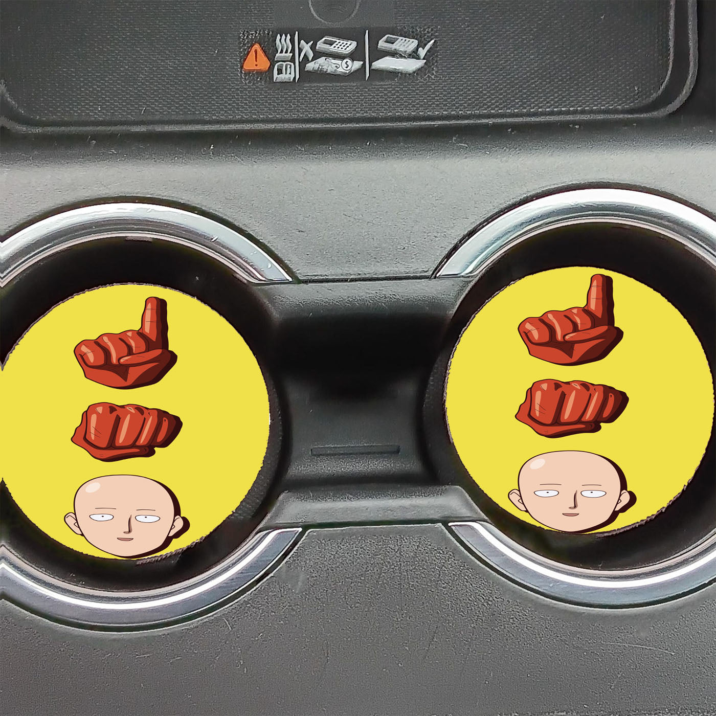 One Punch Man Saitama Sense Symbol Car Coasters