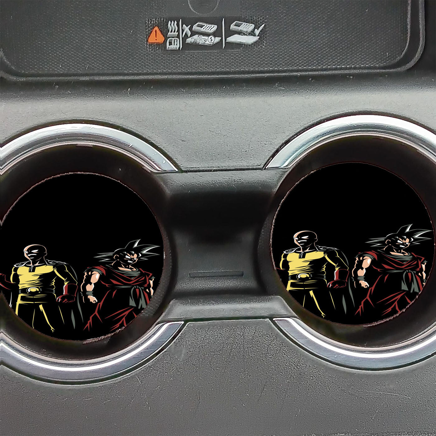 One Punch Man Saitama Vs Goku Dragon Ball Car Coasters