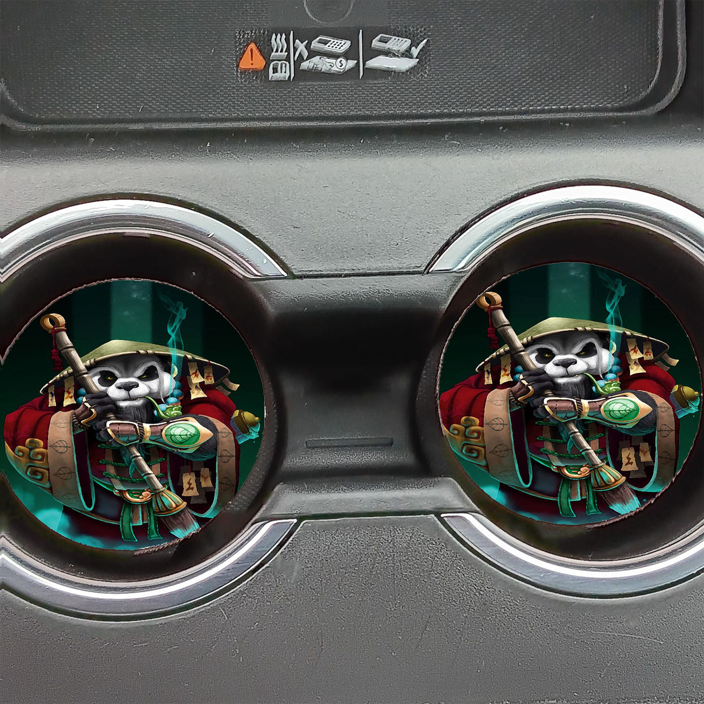 Panda Smoke Kung Fu Car Coasters