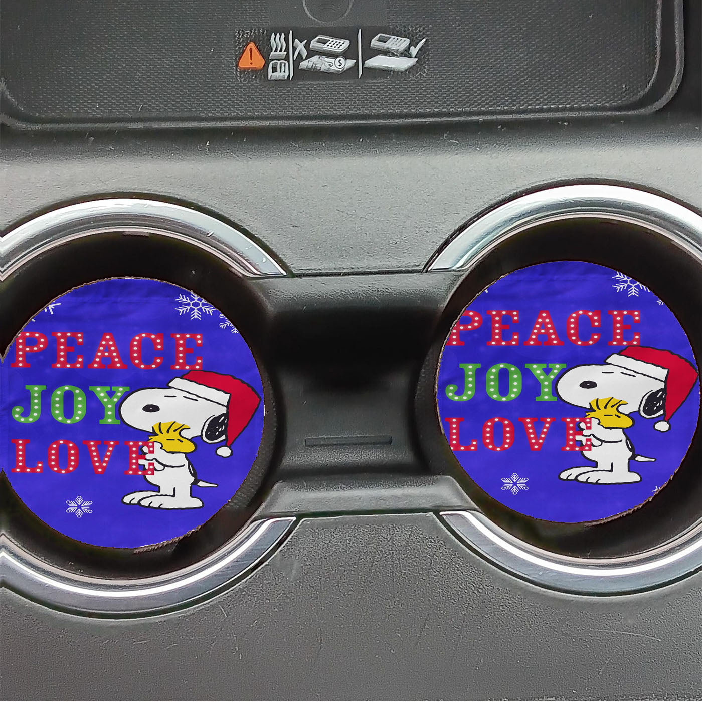 Peanuts Snoopy And Woodstock Christmas Car Coasters