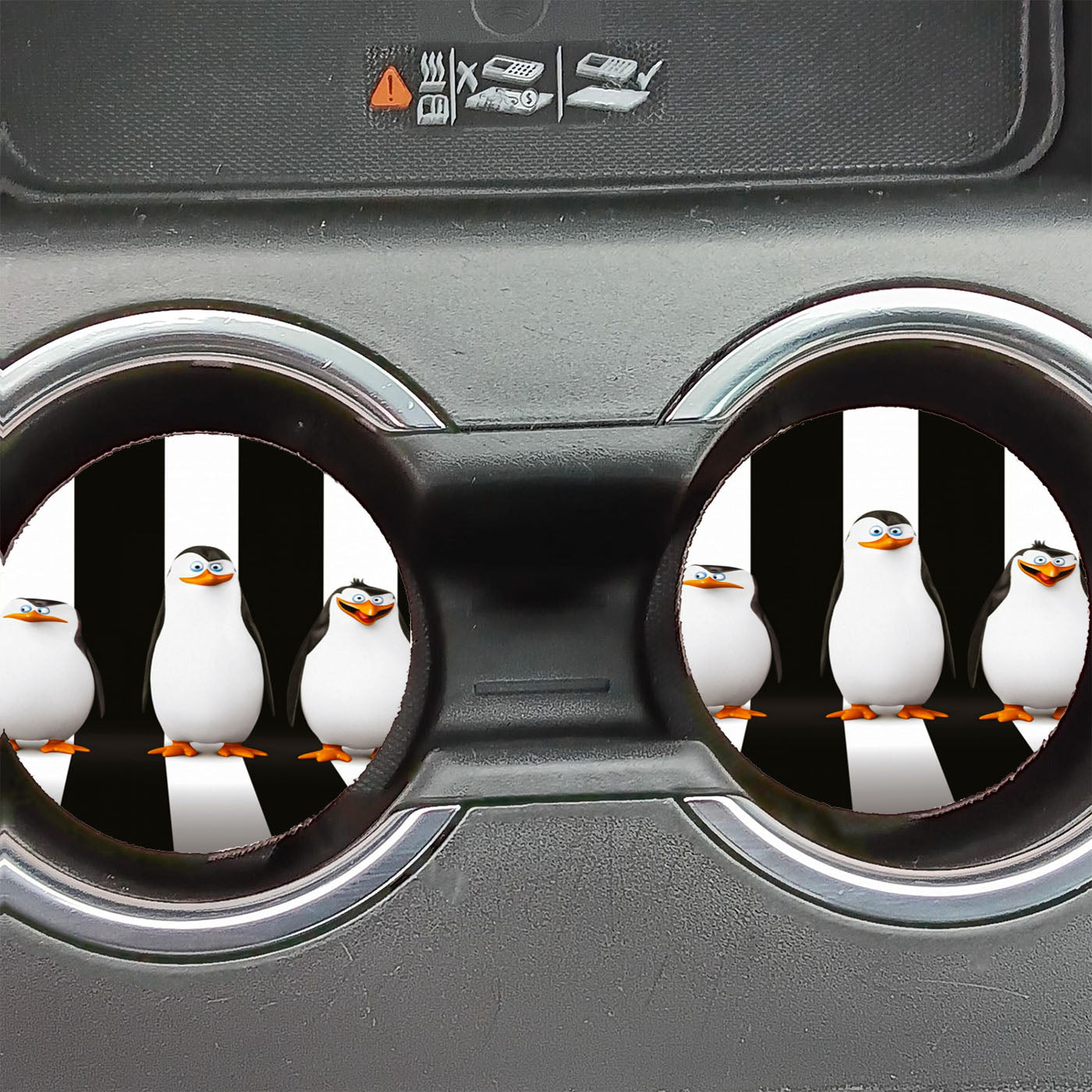 Penguins Of Madagascar Black White Striped Car Coasters