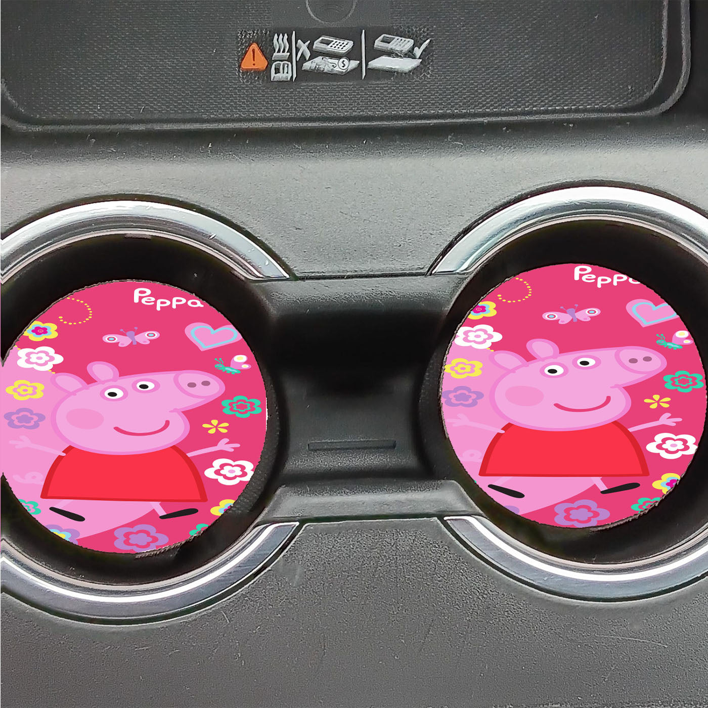 Peppa Pig Flower On Pink Wallpaper Car Coasters