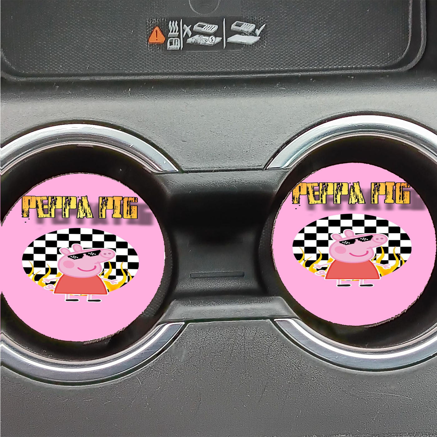 Peppa Pig With Eyeglasses Wallpaper Car Coasters