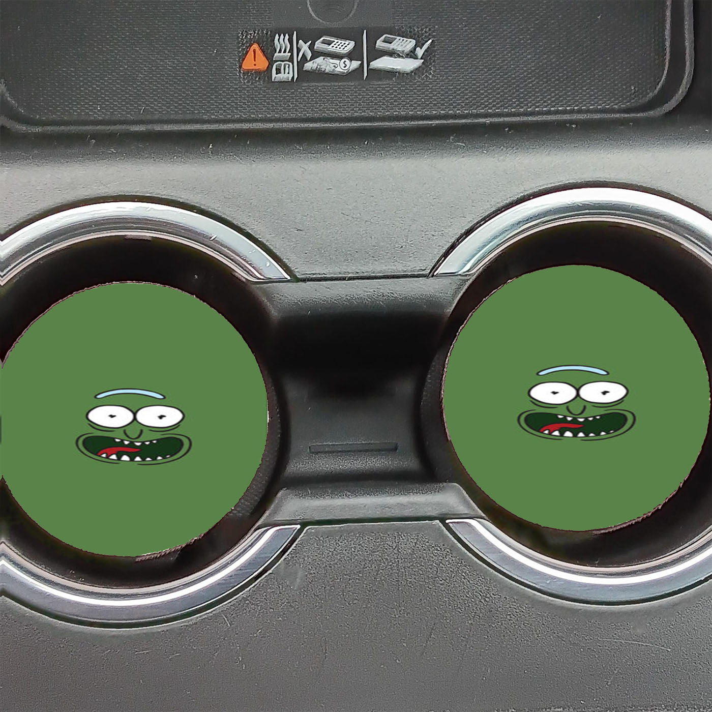 Pickle Rick Face Car Coasters
