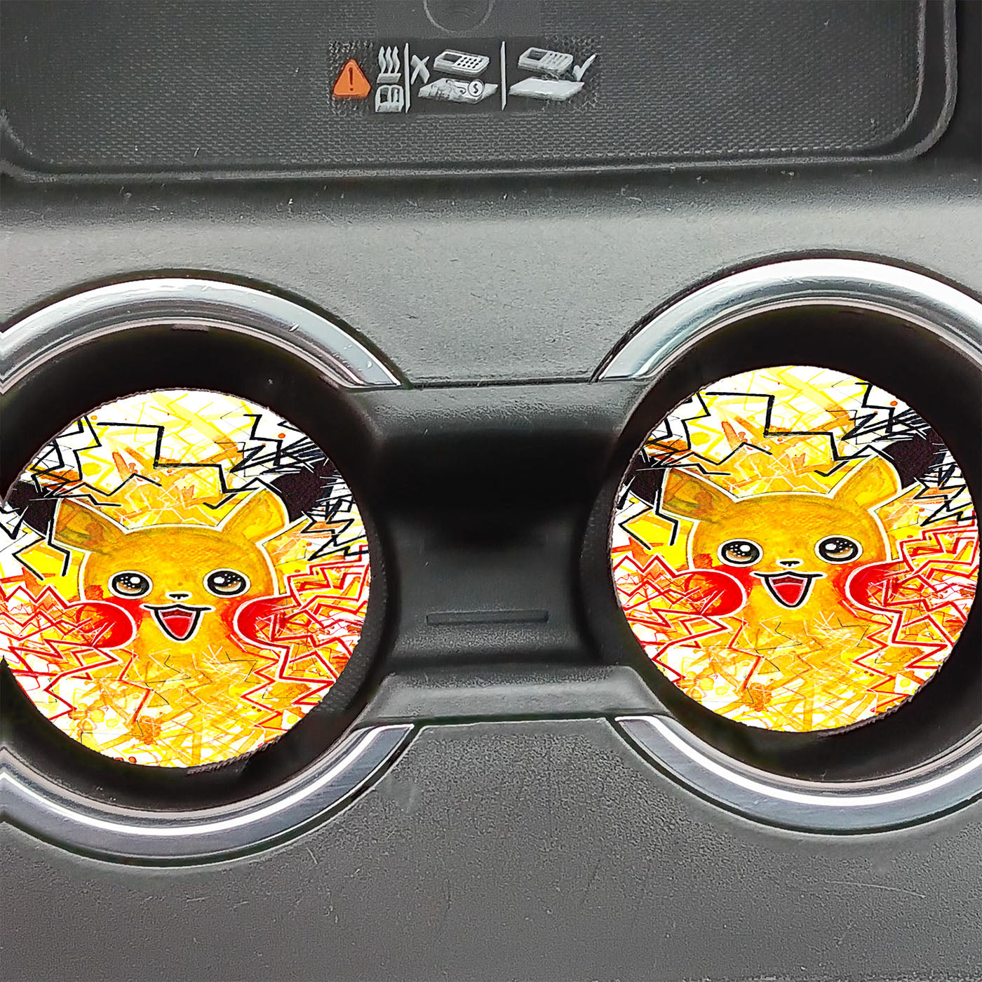 Pikachu Watercolor Car Coasters