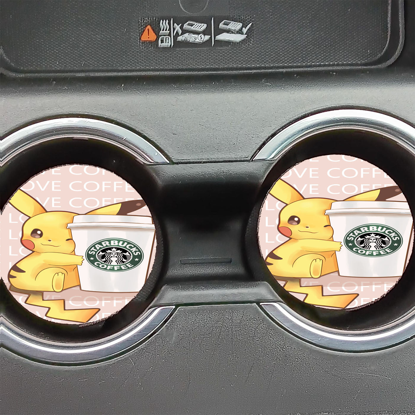 Pikachu With Starbucks Coffee Car Coasters