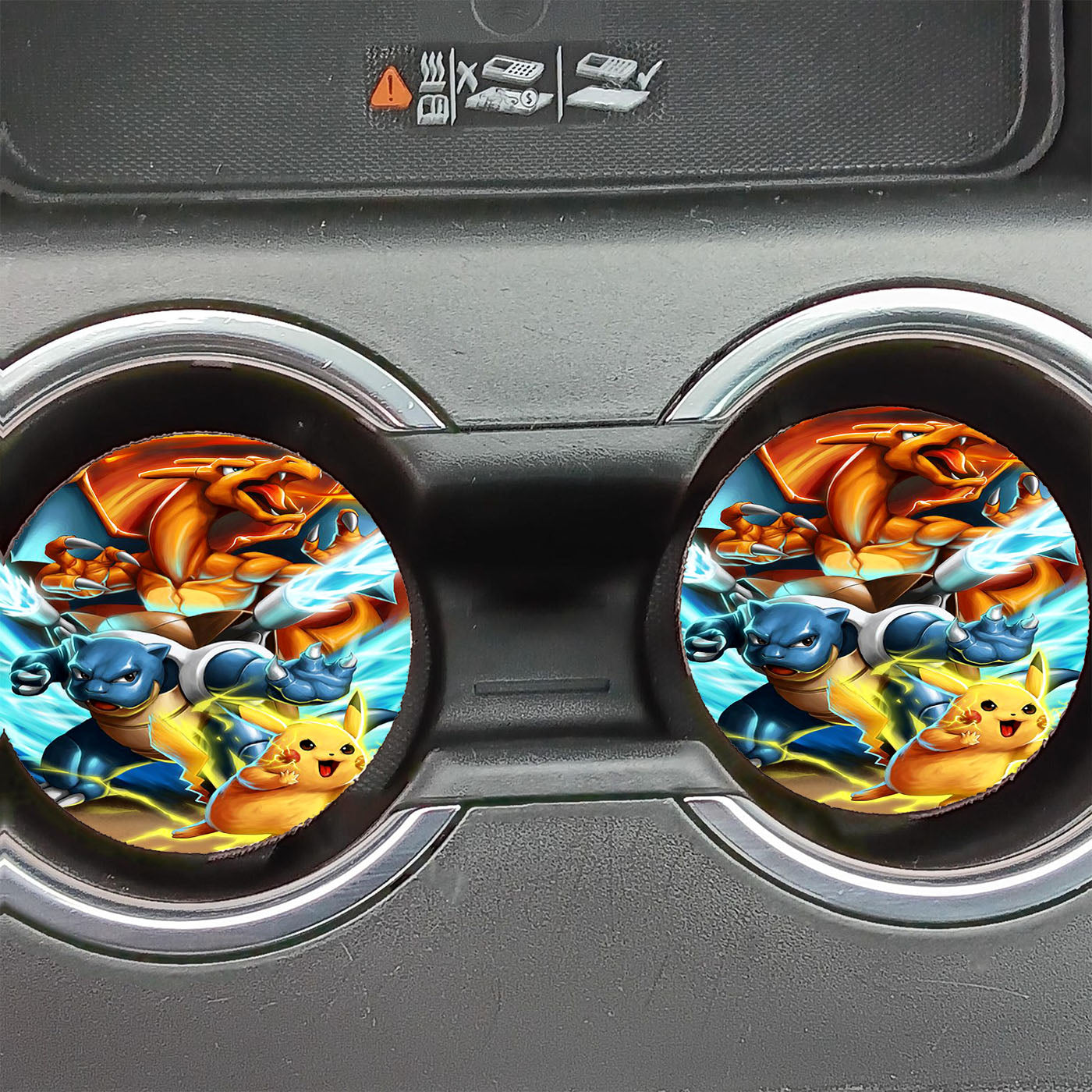 Pikachu X Blastoise X Charizard Car Coasters