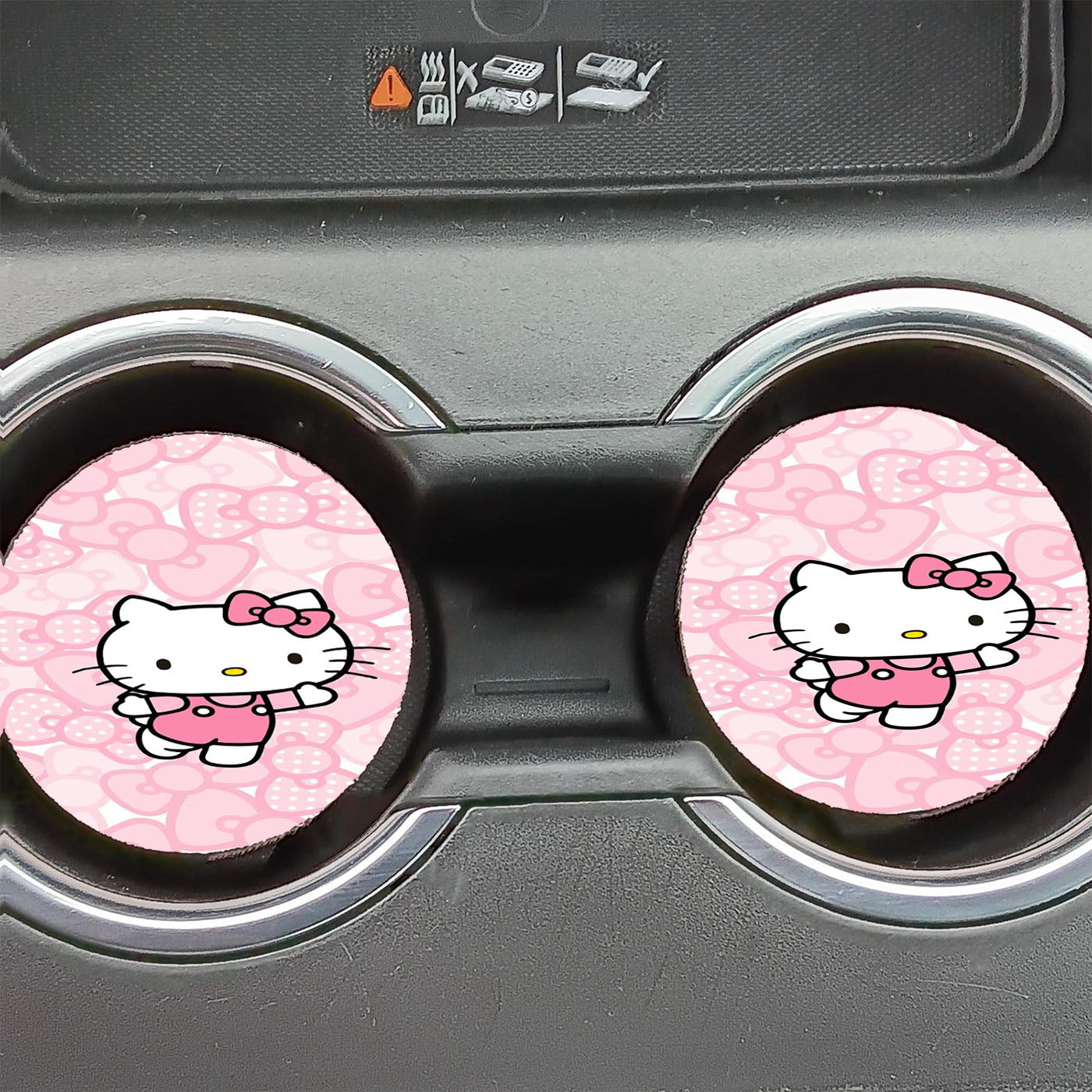 Pink Hello Kitty Love Pattern Car Coasters
