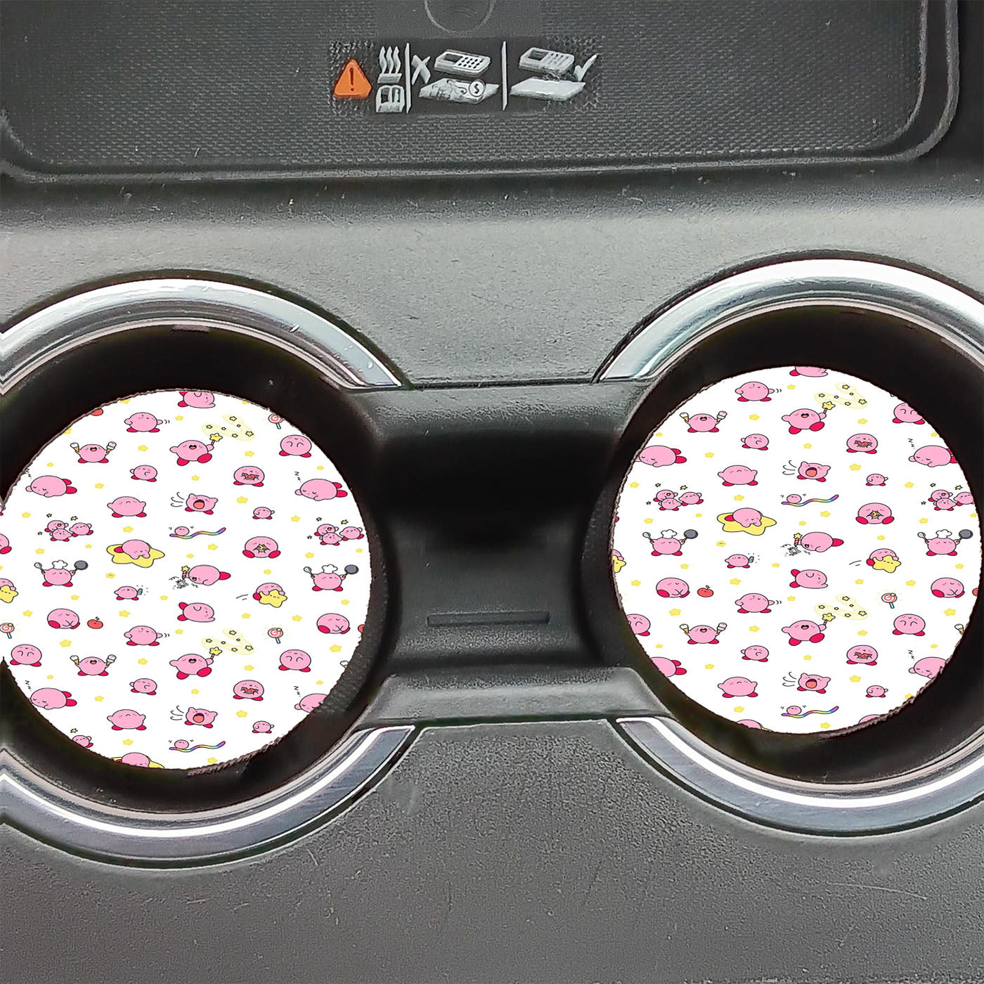 Pink Kirby Cartoon Pattern Car Coasters