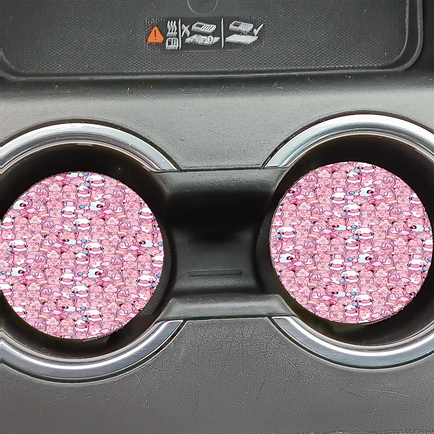 Pink Pokemon Pattern Collection Car Coasters