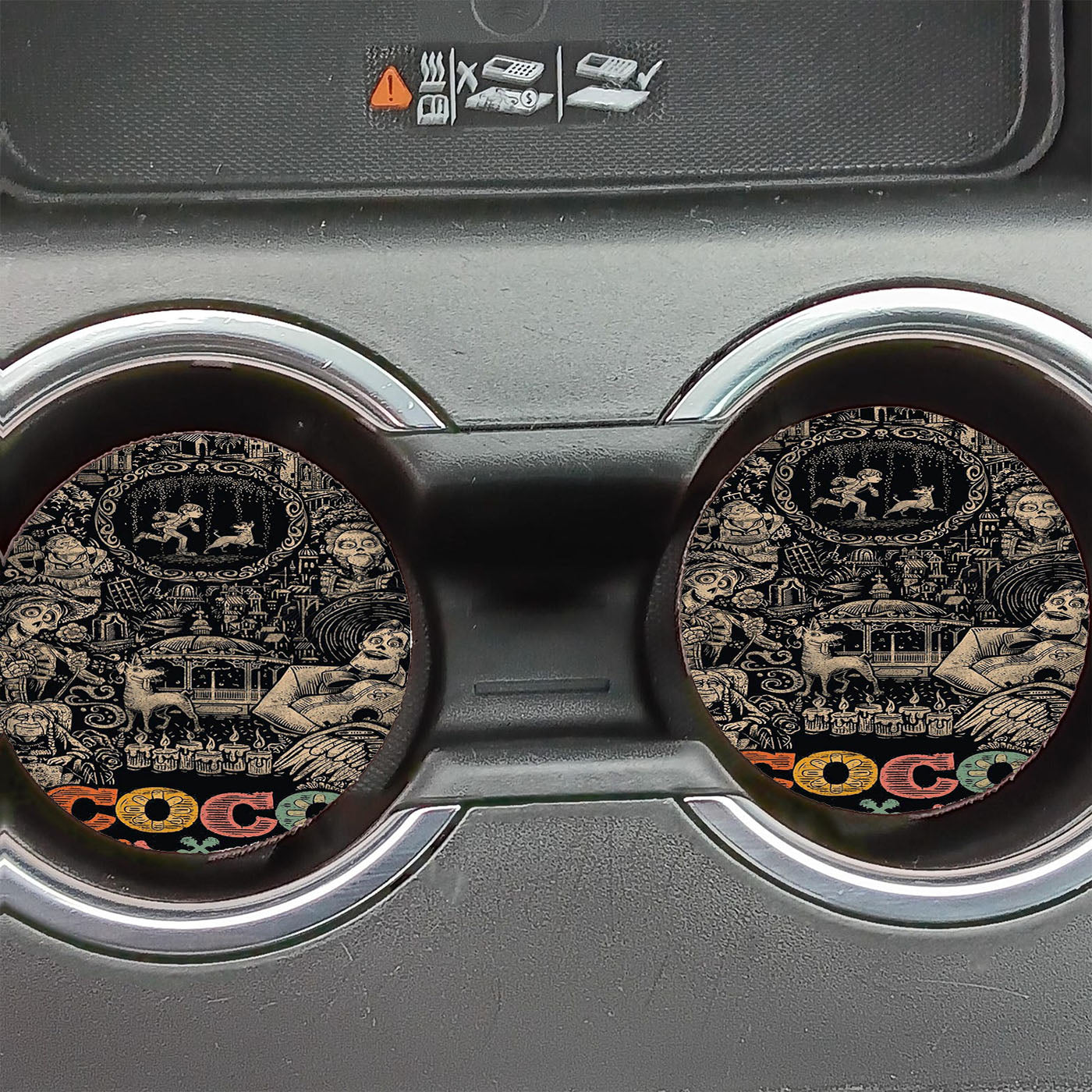 Pixar Coco Vintage Poster Car Coasters