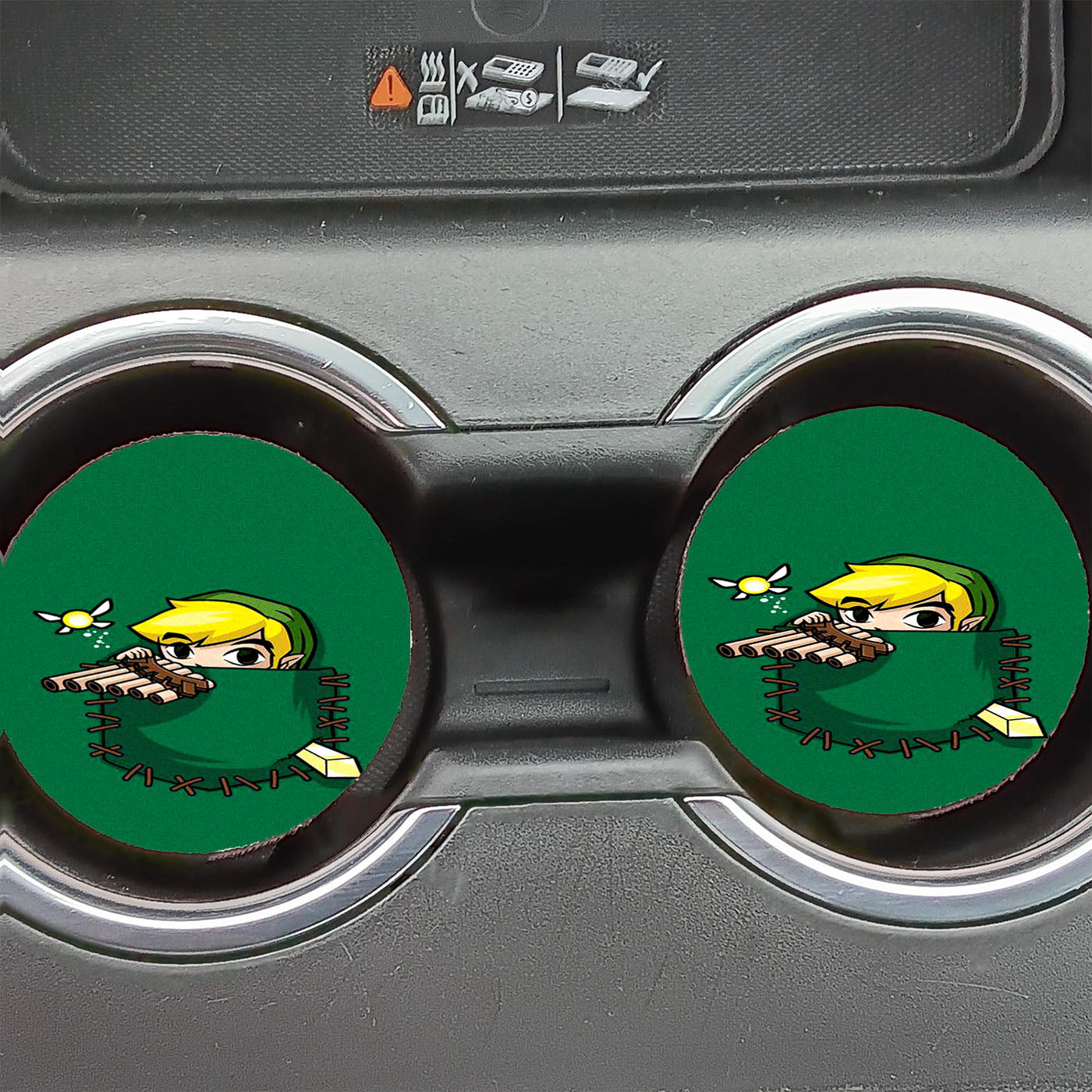 Pocket The Lagend Of Zelda Green Illustration Car Coasters