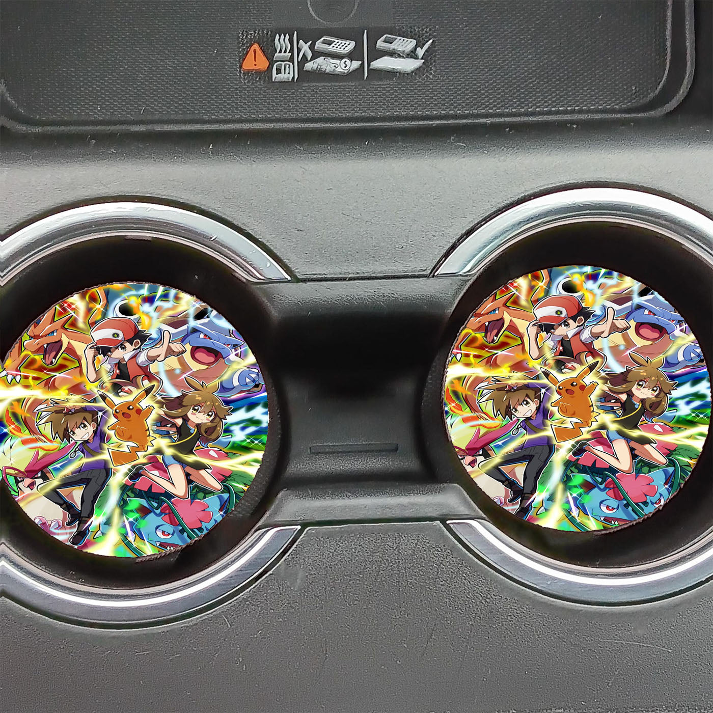 Pokemon Charizard And Ash Red Car Coasters