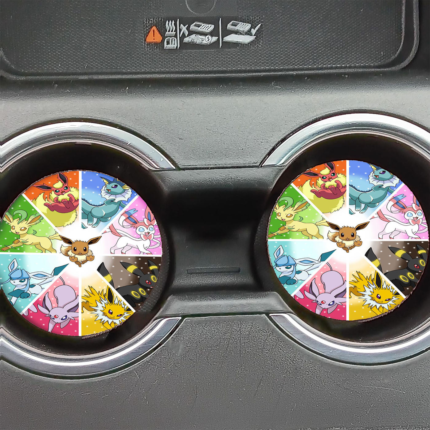 Pokemon Eevee Evolution Pocket Monster Glasses Car Coasters