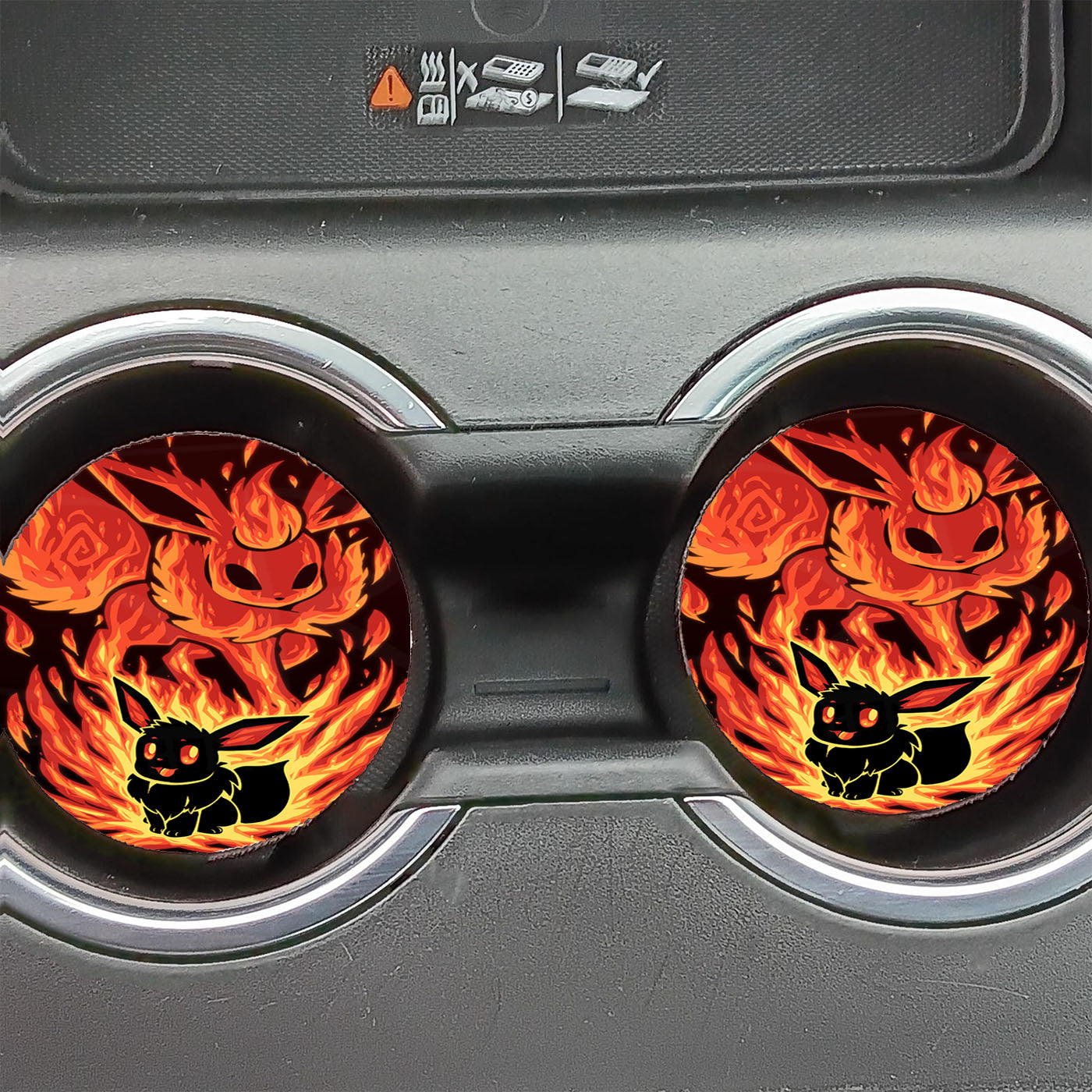 Pokemon Evolution Eevee To Flareon Car Coasters