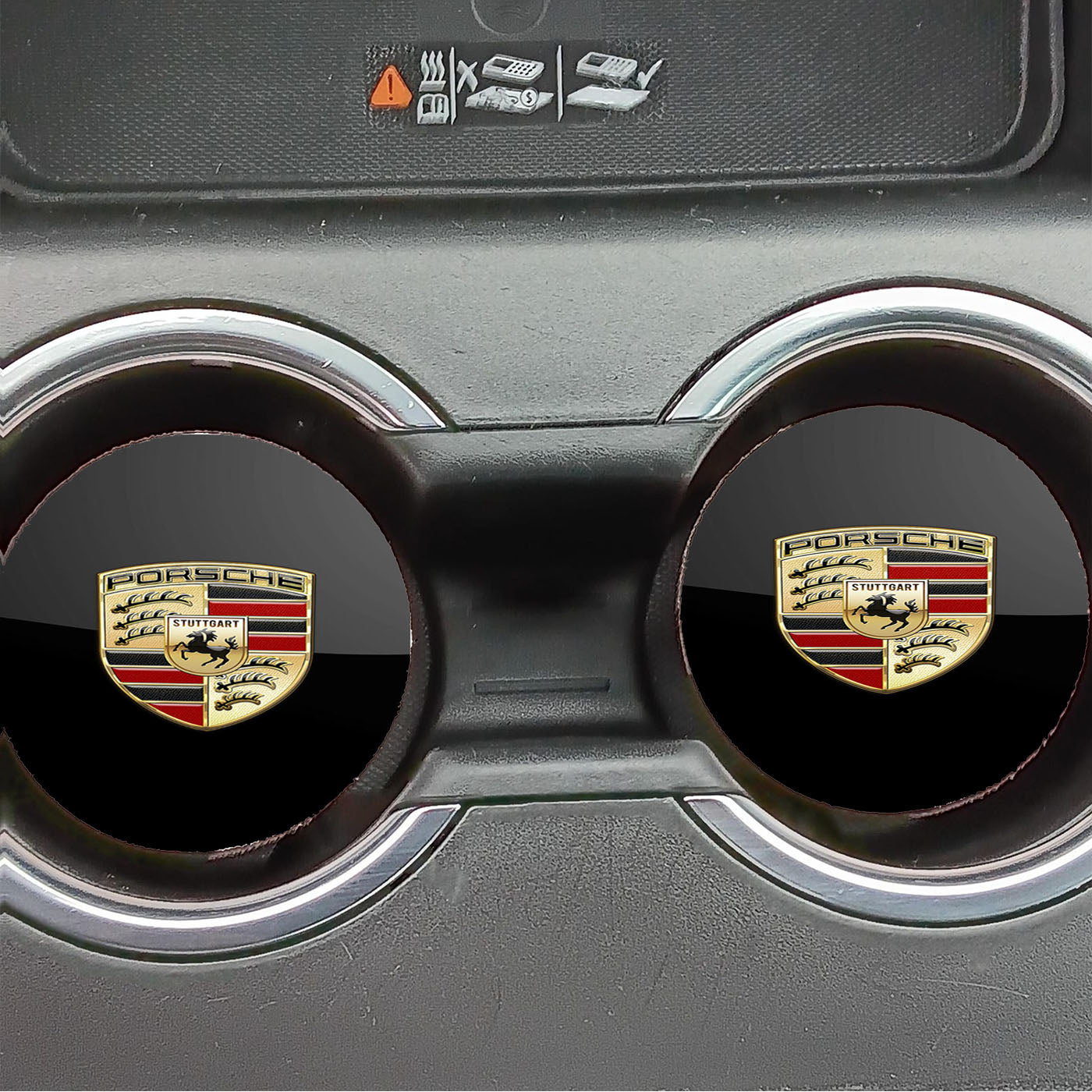 Porsche Black Rain Logo Car Coasters
