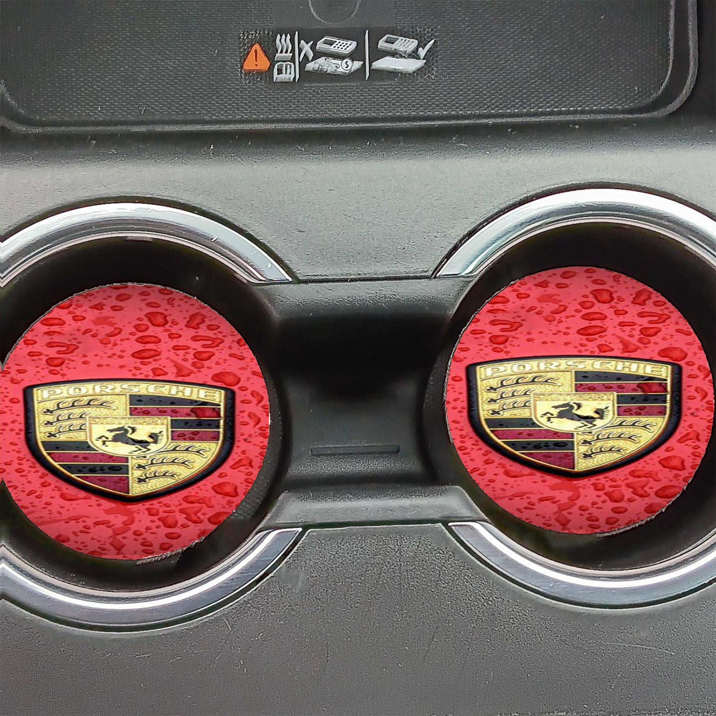 Porsche Carbon Emblem Logo Car Coasters