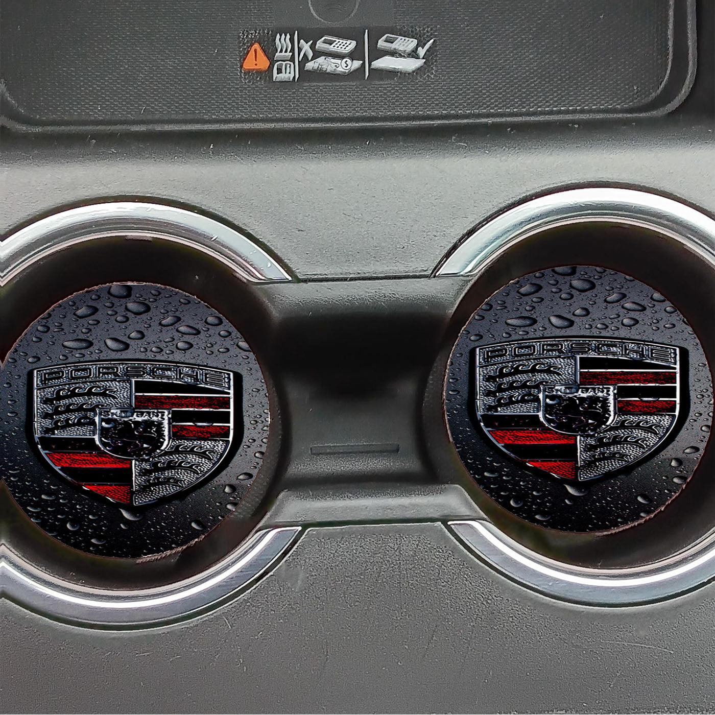 Porsche Logo Decals Fire Car Coasters