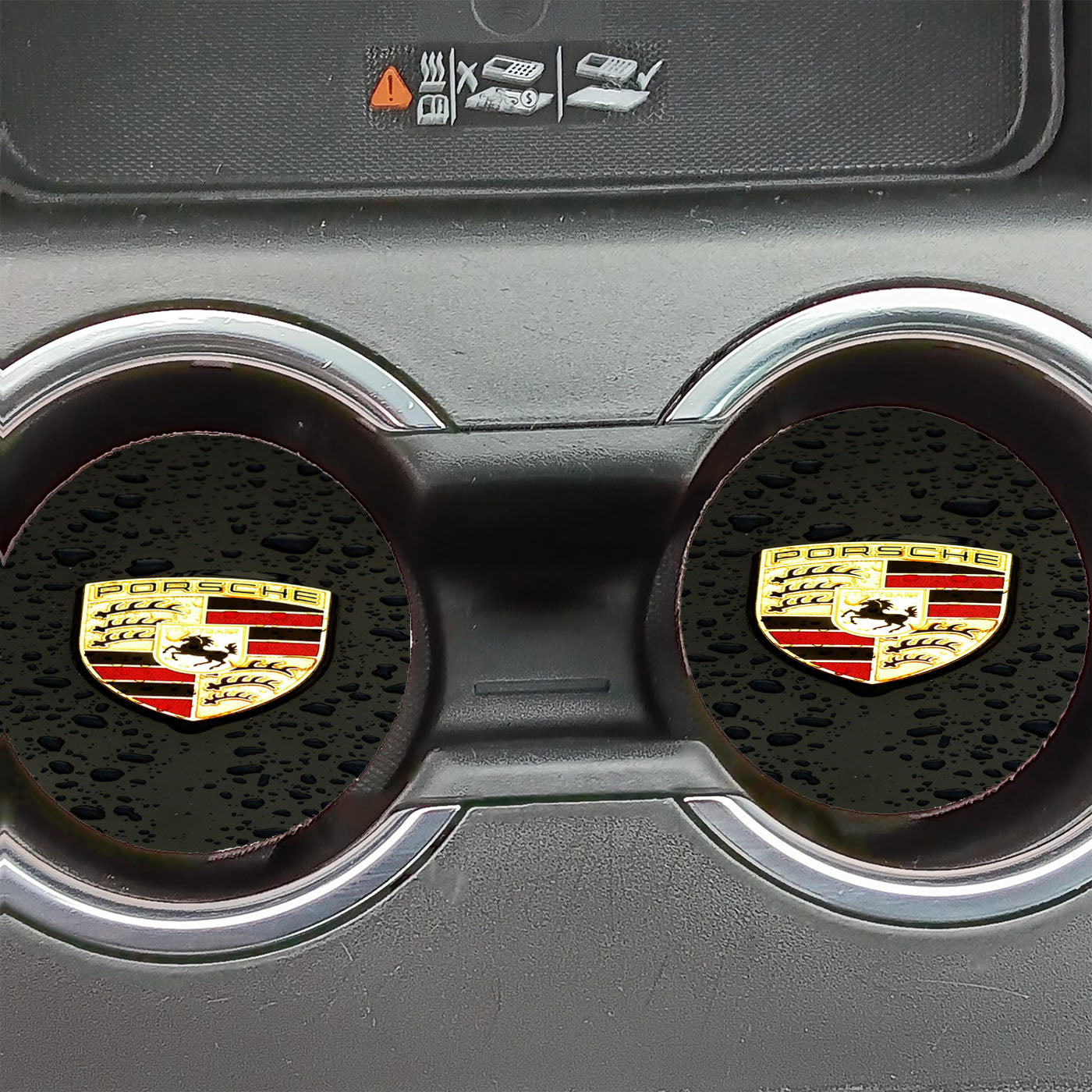 Rain Drop Porsche Logo Car Coasters