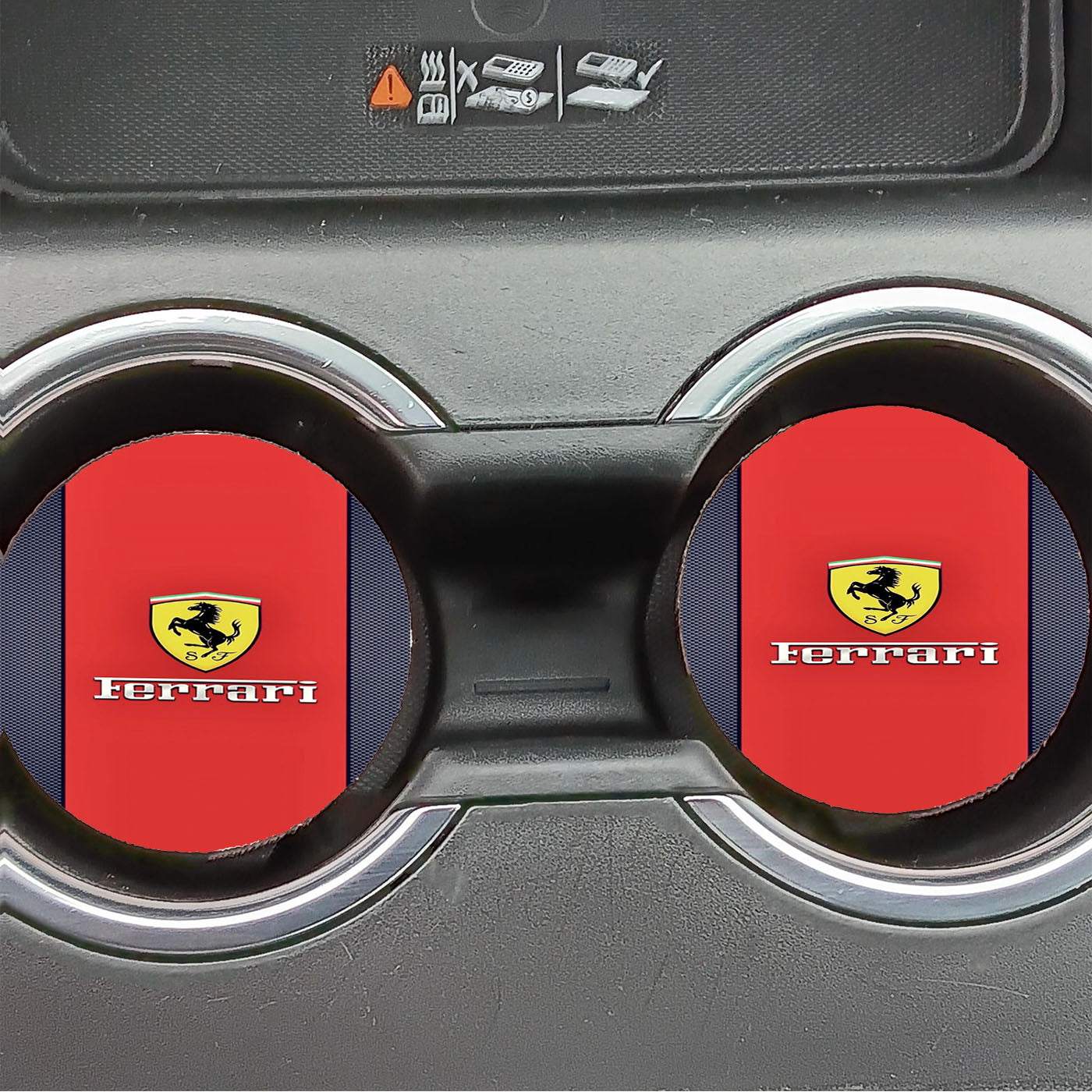 Red Line Ferrari Logo Car Coasters