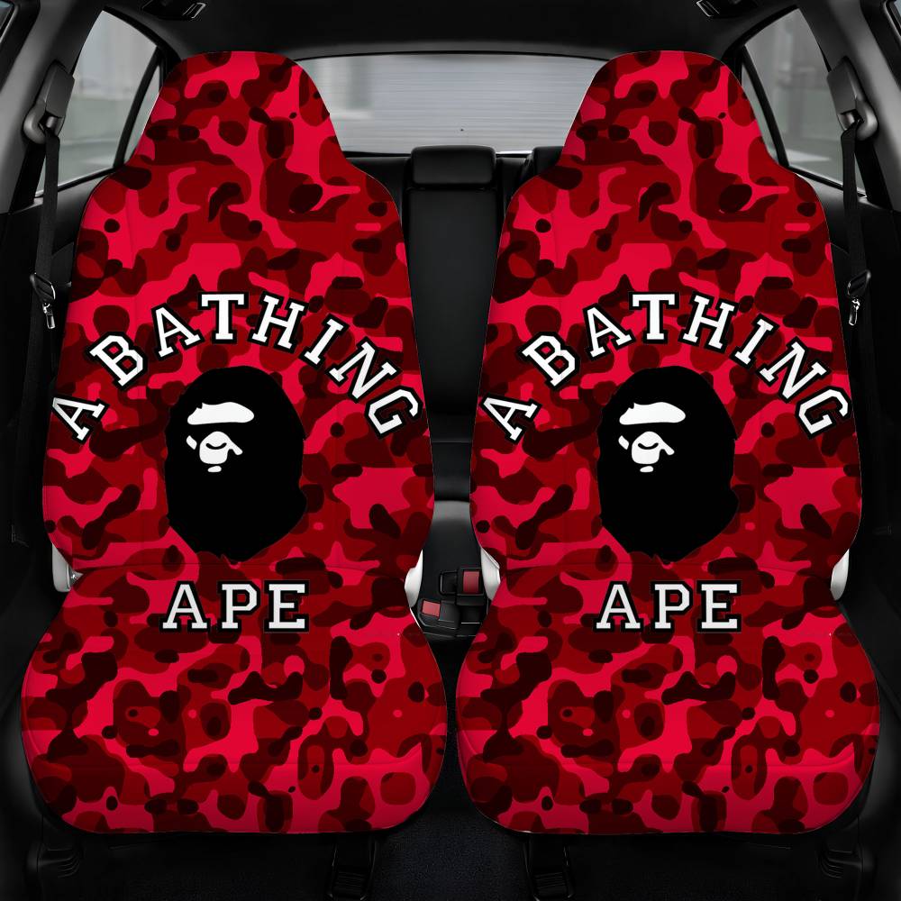 A Bathing Ape Red Car Seat Cover Front Pair