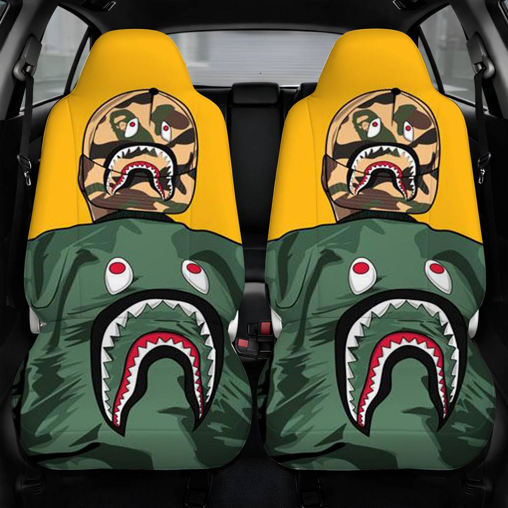 A Bathing Apes Logo On Jaket Car Seat Cover Front Pair
