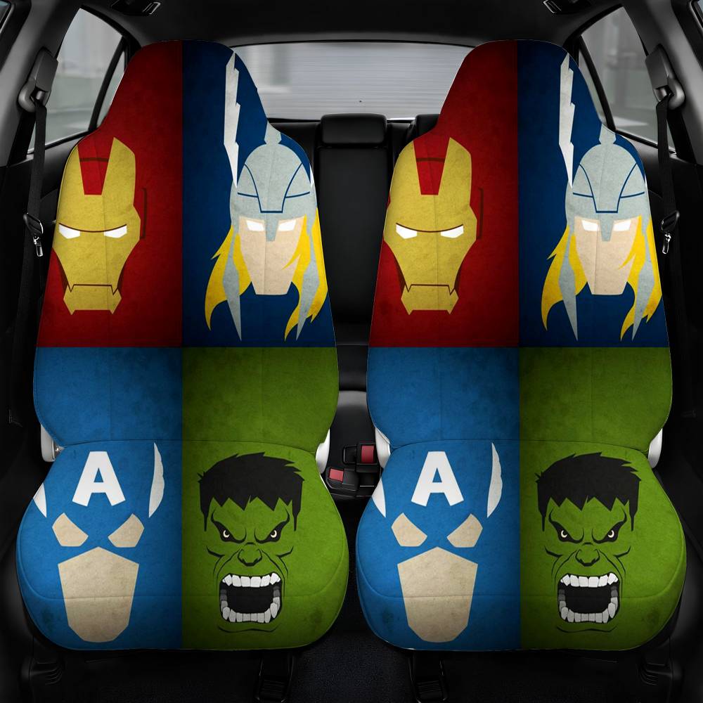 Avengers Cartoon Car Seat Cover Front Pair
