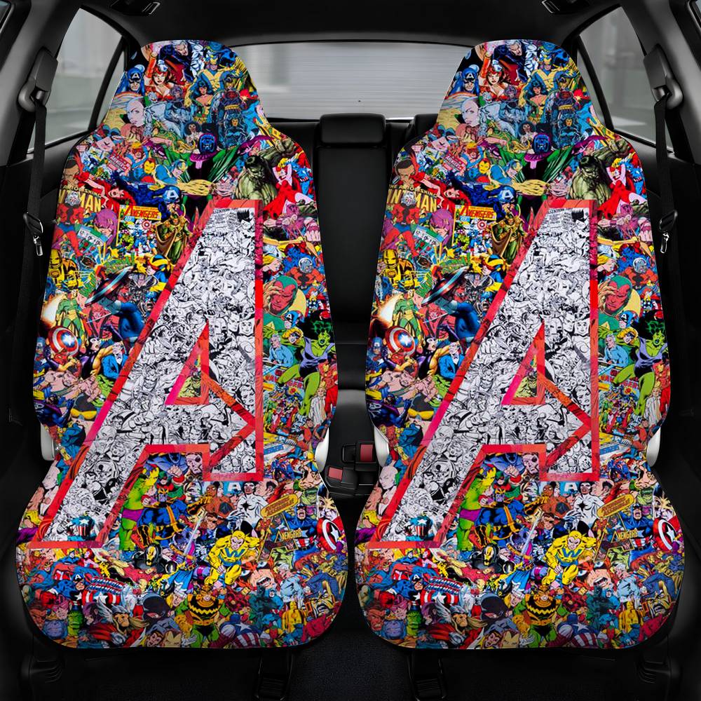 Avengers Characters Collage Car Seat Cover Front Pair