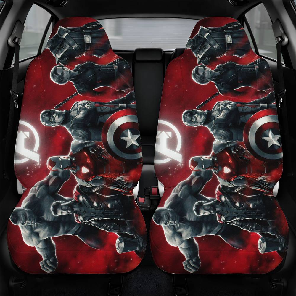Avengers Endgame Characters Red Car Seat Cover Front Pair