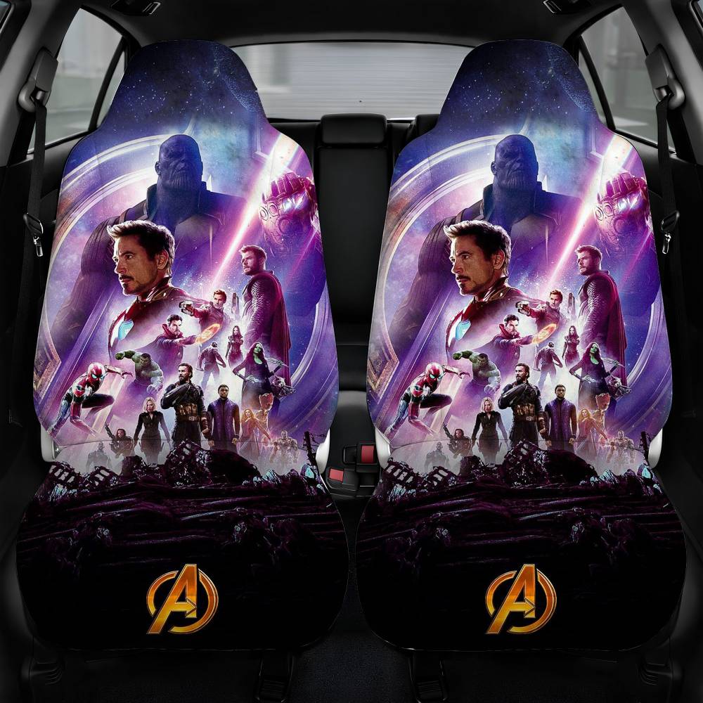Avengers Infinity War Poster Purple Car Seat Cover Front Pair