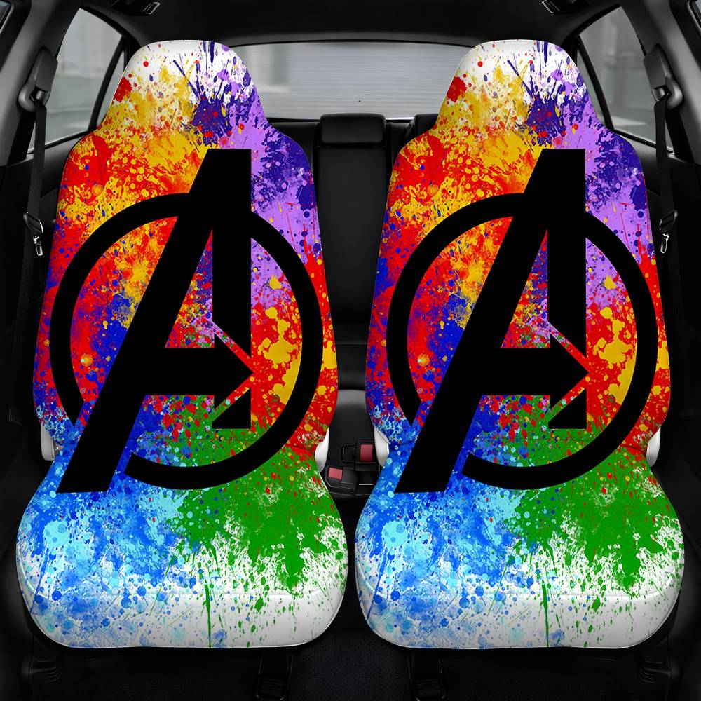 Avengers Logo Colorful Car Seat Cover Front Pair