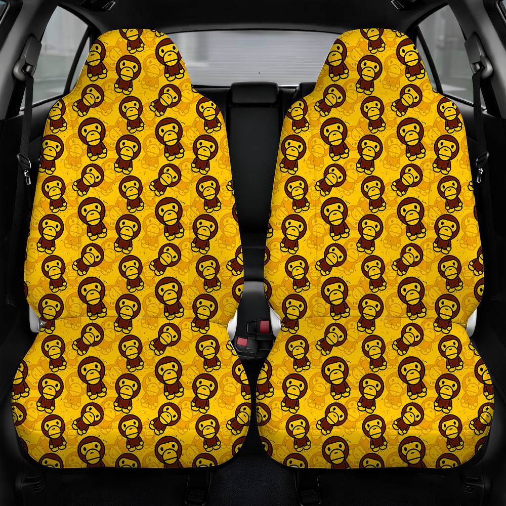 Baby Milo Bathing Ape Pattern Yellow Car Seat Cover Front Pair