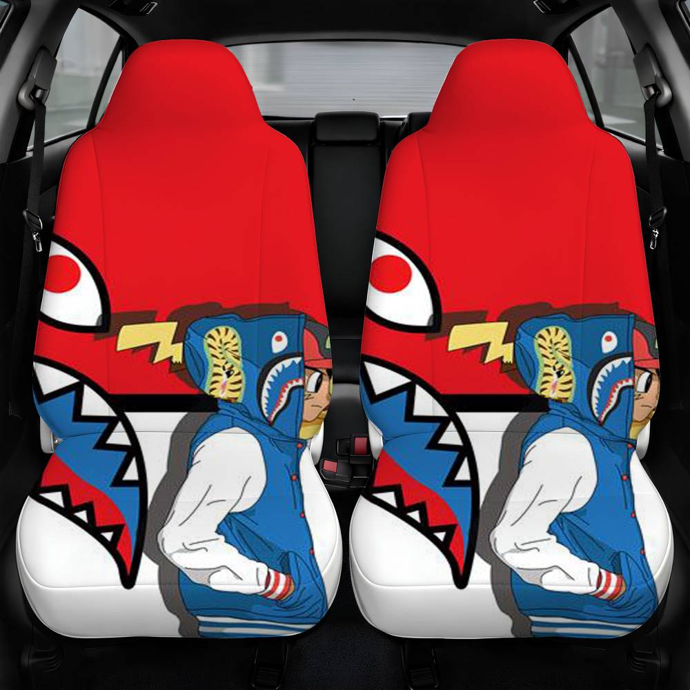 Bathing Ape Bape Shark Ash Ketchum And Pokemon Car Seat Cover Front Pair