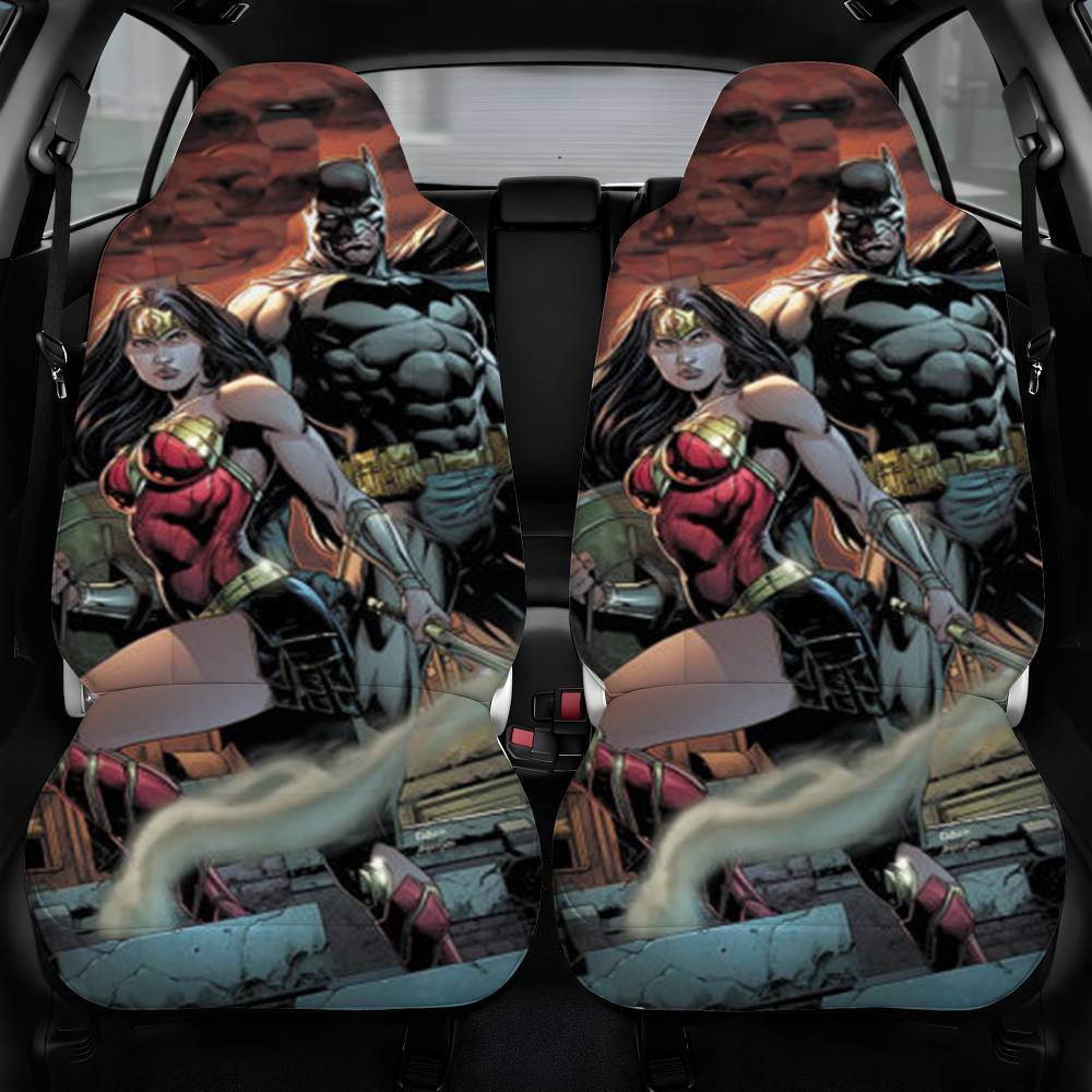 Batman And Wonder Woman Car Seat Cover Front Pair