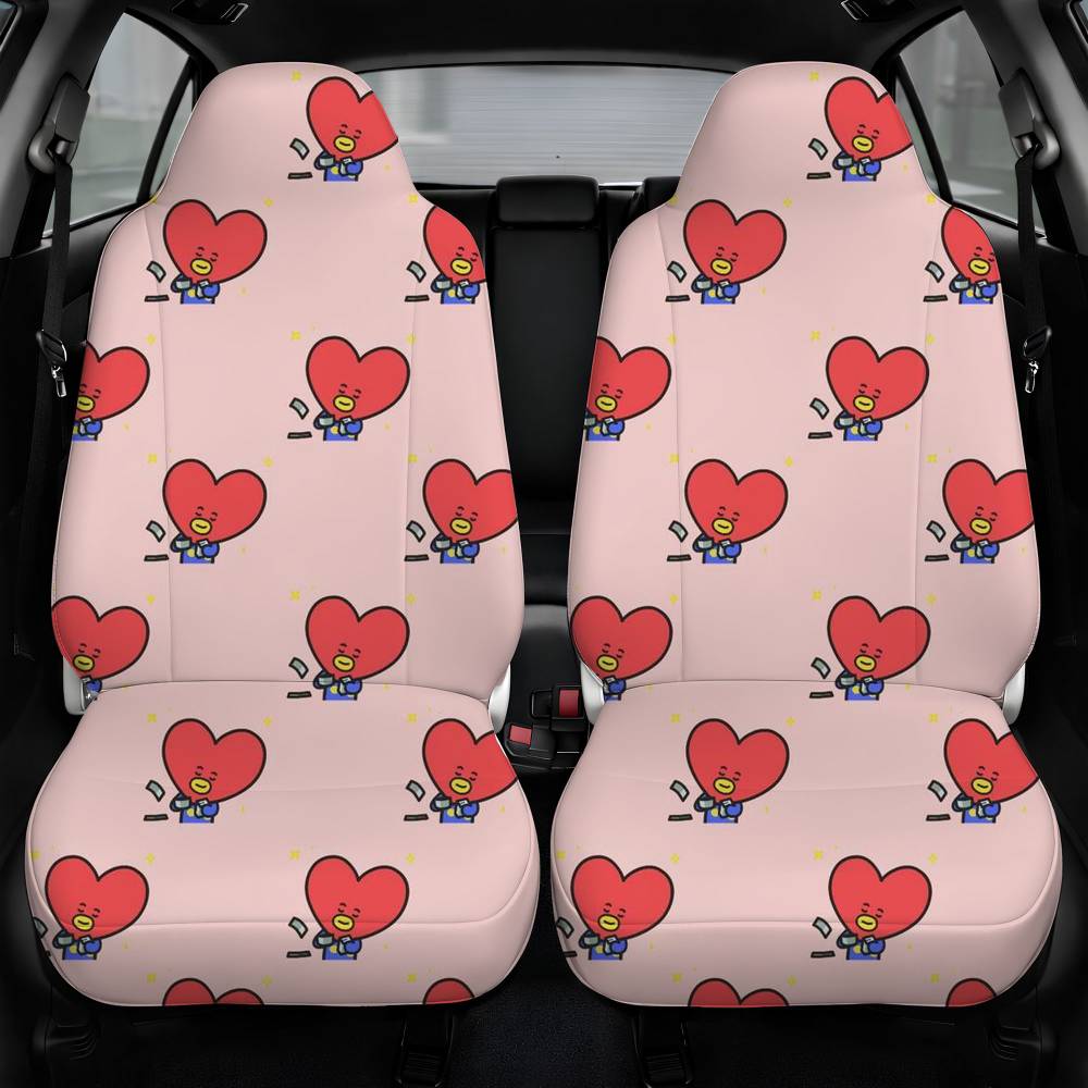 Bt21 Tata Character Pattern Wallpapers Car Seat Cover Front Pair