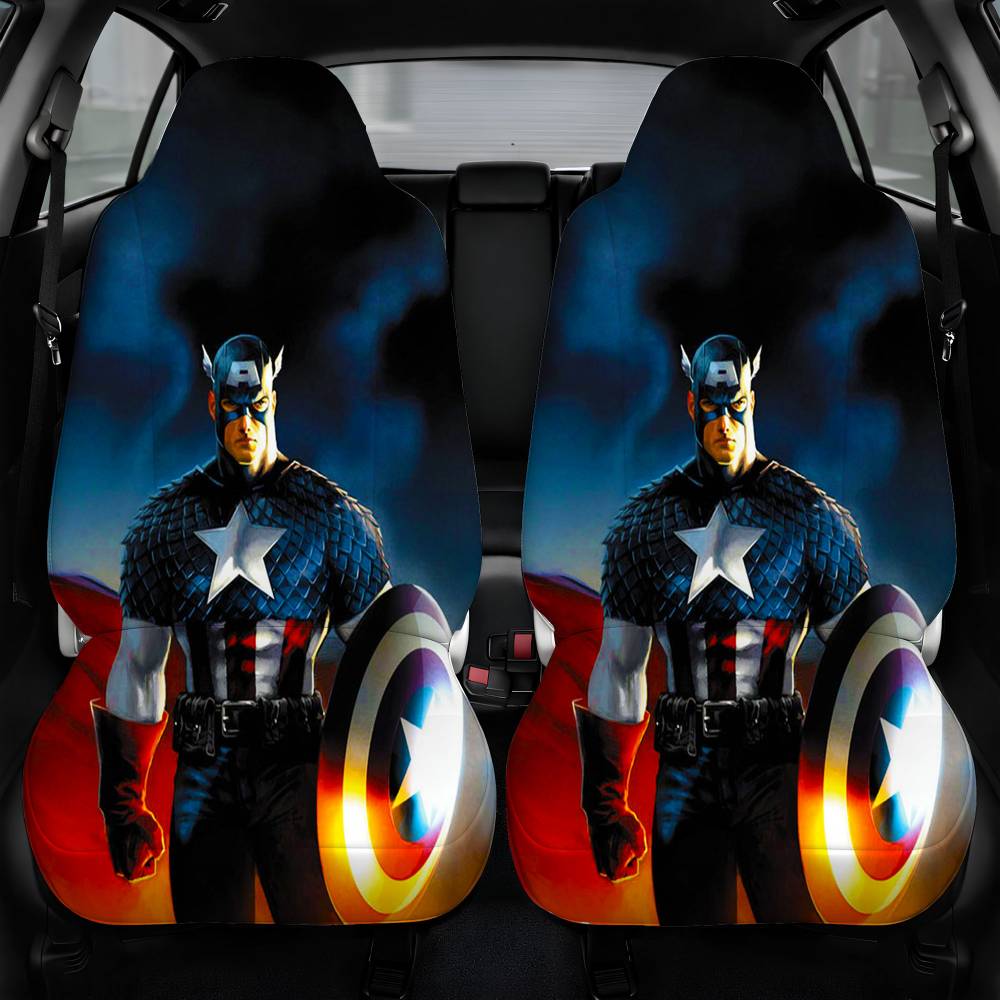 Captain America Avengers Shield Car Seat Cover Front Pair