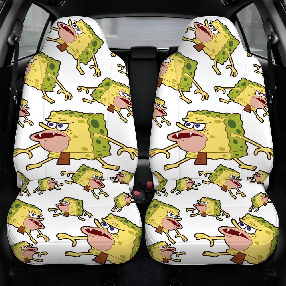 Caveman Spongebob Squarepants Pattern Car Seat Cover Front Pair