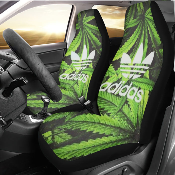Green Adidas Weed Pattern Rear Car Seat Covers