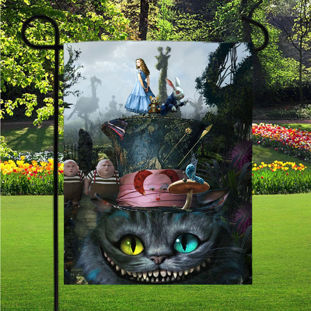 Alice In Wonderland Series Cheshire Garden Flags Lawn 12 X 18 Inch